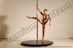 Nude Gymnastic poses Woman White Moving poses Slim long brown Dynamic poses Pinup