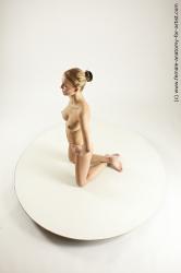 Nude Woman White Kneeling poses - ALL Slim Kneeling poses - on both knees long blond Dynamic poses Pinup