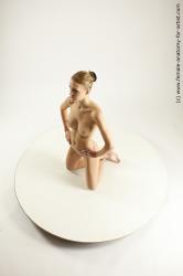 Nude Woman White Kneeling poses - ALL Slim Kneeling poses - on both knees long blond Dynamic poses Pinup