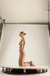 Nude Woman White Kneeling poses - ALL Slim Kneeling poses - on both knees long blond Dynamic poses Pinup