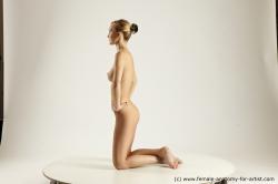 Nude Woman White Kneeling poses - ALL Slim Kneeling poses - on both knees long blond Dynamic poses Pinup