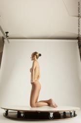 Nude Woman White Kneeling poses - ALL Slim Kneeling poses - on both knees long blond Dynamic poses Pinup