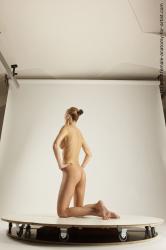 Nude Woman White Kneeling poses - ALL Slim Kneeling poses - on both knees long blond Dynamic poses Pinup