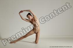 Nude Yoga poses Woman White Moving poses Slim long brown Dynamic poses Pinup