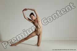 Nude Yoga poses Woman White Moving poses Slim long brown Dynamic poses Pinup