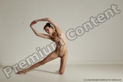 Nude Yoga poses Woman White Moving poses Slim long brown Dynamic poses Pinup