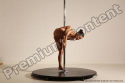 Nude Gymnastic poses Woman White Moving poses Slim long brown Dynamic poses Pinup