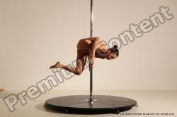 Nude Gymnastic poses Woman White Moving poses Slim long brown Dynamic poses Pinup