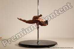 Nude Gymnastic poses Woman White Moving poses Slim long brown Dynamic poses Pinup