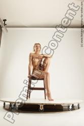 Nude Woman White Sitting poses - ALL Slim long blond Multi angle poses Pinup