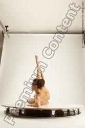 Nude Woman White Laying poses - ALL Slim long brown Multi angle poses Pinup