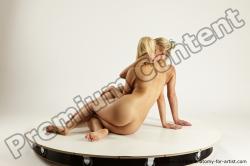 Nude Woman - Woman White Sitting poses - ALL Slim long blond Multi angle poses Pinup