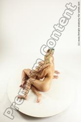 Nude Woman - Woman White Sitting poses - ALL Slim long blond Multi angle poses Pinup