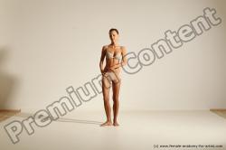 Underwear Gymnastic poses Woman White Slim long brown Dancing Dynamic poses Academic