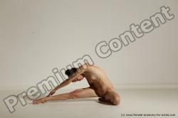 Nude Yoga poses Woman White Moving poses Slim medium brown Dynamic poses Pinup