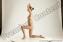 Nude Woman White Kneeling poses - ALL Slim long blond Multi angle poses Pinup