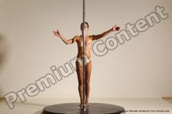 Nude Gymnastic poses Woman White Slim long brown Dancing Dynamic poses Pinup