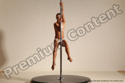 Nude Gymnastic poses Woman White Slim long brown Dancing Dynamic poses Pinup