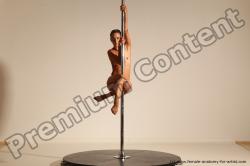 Nude Gymnastic poses Woman White Slim long brown Dancing Dynamic poses Pinup