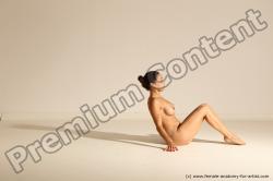 Nude Gymnastic poses Woman White Moving poses Slim long brown Dynamic poses Pinup