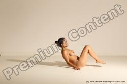 Nude Gymnastic poses Woman White Moving poses Slim long brown Dynamic poses Pinup