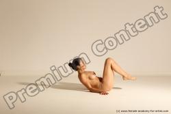 Nude Gymnastic poses Woman White Moving poses Slim long brown Dynamic poses Pinup