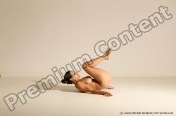 Nude Gymnastic poses Woman White Moving poses Slim long brown Dynamic poses Pinup