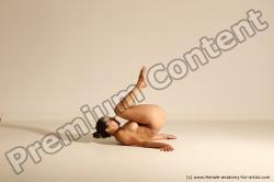 Nude Gymnastic poses Woman White Moving poses Slim long brown Dynamic poses Pinup