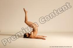 Nude Gymnastic poses Woman White Moving poses Slim long brown Dynamic poses Pinup