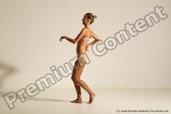 Underwear Woman White Slim long brown Dancing Dynamic poses Academic