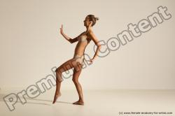 Underwear Woman White Slim long brown Dancing Dynamic poses Academic