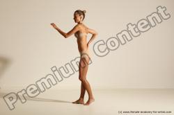 Underwear Woman White Slim long brown Dancing Dynamic poses Academic