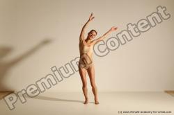 Underwear Woman White Slim long brown Dancing Dynamic poses Academic