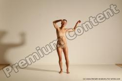 Underwear Woman White Slim long brown Dancing Dynamic poses Academic