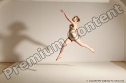 Underwear Woman White Slim long blond Dancing Dynamic poses Academic