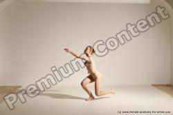 Underwear Woman White Slim long blond Dancing Dynamic poses Academic