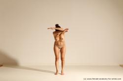 Nude Woman White Slim long brown Dynamic poses Pinup