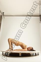 Nude Woman White Slim long brown Multi angle poses Pinup