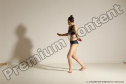 Underwear Woman White Slim long brown Dancing Dynamic poses Academic