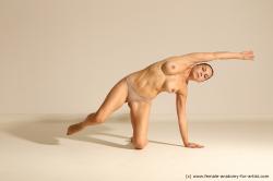 Nude Gymnastic poses Woman White Slim long brown Dynamic poses Pinup