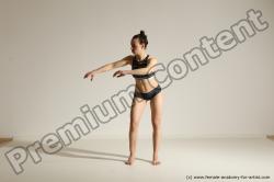 Underwear Woman White Athletic long brown Dancing Dynamic poses Academic