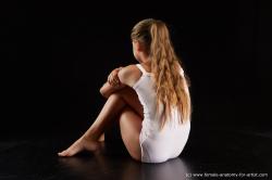 Underwear Woman White Sitting poses - ALL Average long brown Sitting poses - simple Standard Photoshoot  Academic