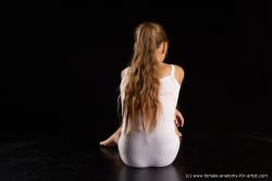 Underwear Woman White Sitting poses - ALL Average long brown Sitting poses - simple Standard Photoshoot  Academic