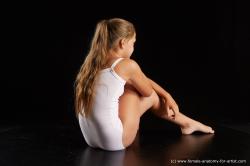 Underwear Woman White Sitting poses - ALL Average long brown Sitting poses - simple Standard Photoshoot  Academic