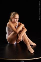 Underwear Woman White Sitting poses - ALL Average long brown Sitting poses - simple Standard Photoshoot  Academic