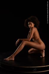 Nude Woman Black Kneeling poses - ALL Slim Kneeling poses - on one knee long black Standard Photoshoot Pinup