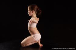 Underwear Woman White Kneeling poses - ALL Slim Kneeling poses - on both knees long brown Standard Photoshoot  Academic