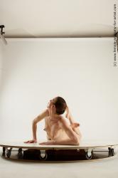 Nude Woman White Laying poses - ALL Underweight Laying poses - on stomach medium brown Multi angle poses Pinup