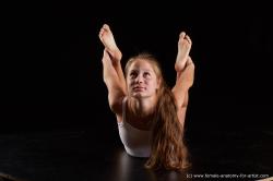 Underwear Woman White Laying poses - ALL Average Laying poses - on stomach long brown Standard Photoshoot  Academic