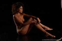 Nude Woman Black Sitting poses - ALL Slim long black Sitting poses - simple Standard Photoshoot Pinup